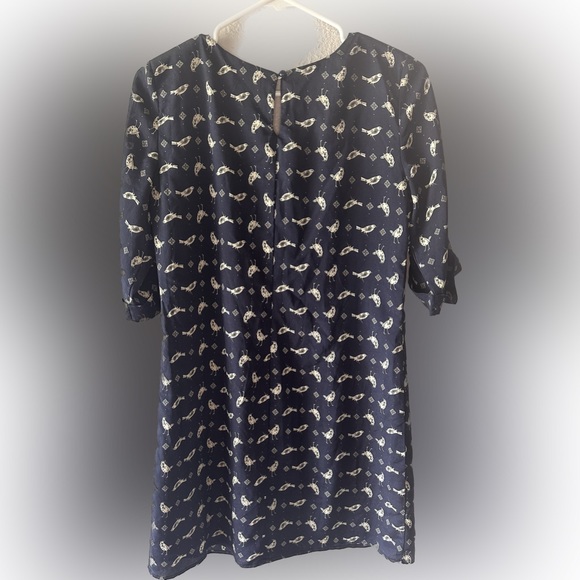 Lily Rose Dress size small, navy blue with birds, 3/4 length sleeves - Picture 2 of 5